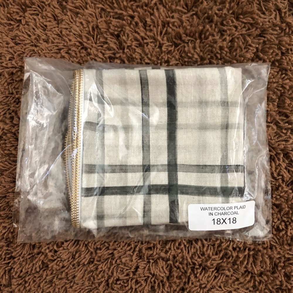 McGee & Co. 18x18 Charcoal Watercolor Plaid Pillow - Picture 2 of 4